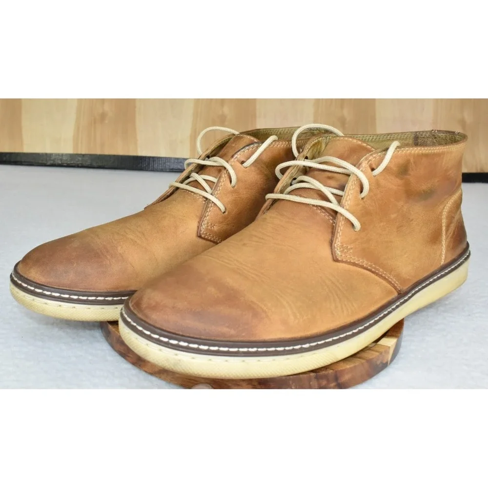 Johnston & Murphy Men Chukka Boots 10.5 M Sheepskin Leather Brown Shoes